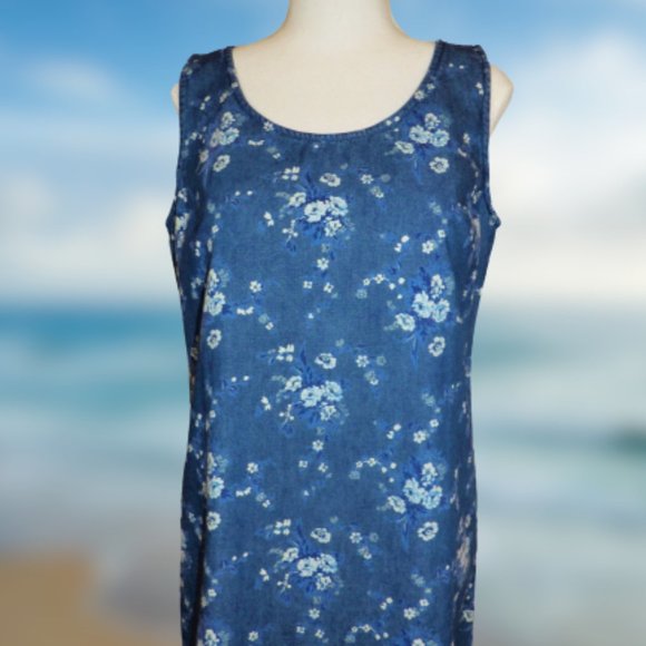 Coldwater Creek Denim Blue Floral VACATION… - Picture 3 of 13